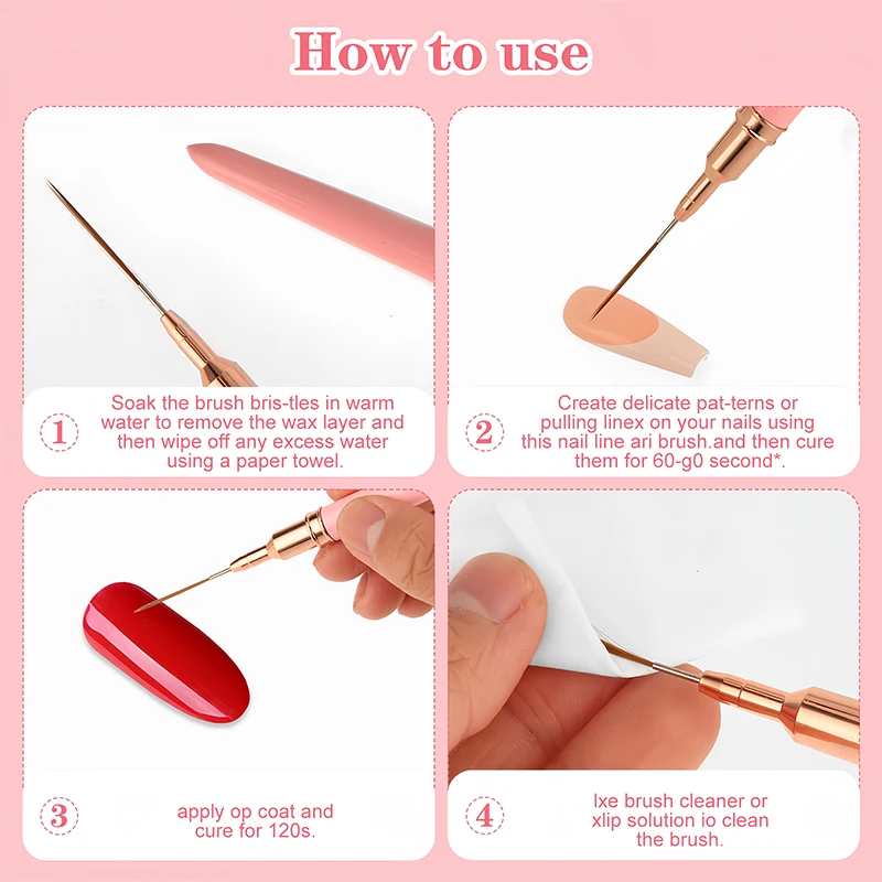 Nail Art Brushes 5pcs Liner Brush Set UV Gel French Stripe Line Painting Drawing Flower Pen Professional Manicure Tool