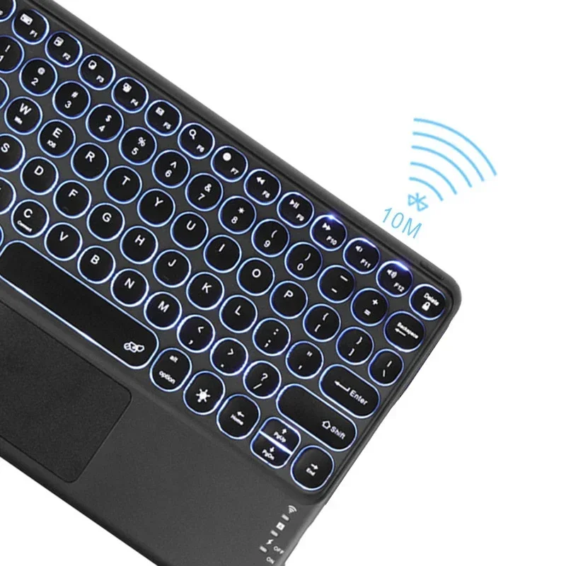 Russian/Spanish/Portuguese/Hebrew Cute round hat Backlit Bluetooth Keyboard with Touchpad For iPad Tablet Laptop IOS Android