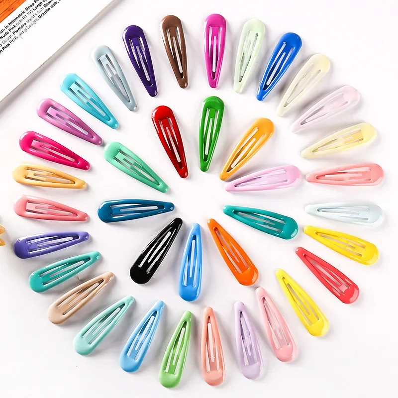 10PCS 5cm Women Girls Cute Colorful Waterdrop Shape Hairpins Sweet Hair Clips Barrettes Slid Clip Fashion Hair Accessories