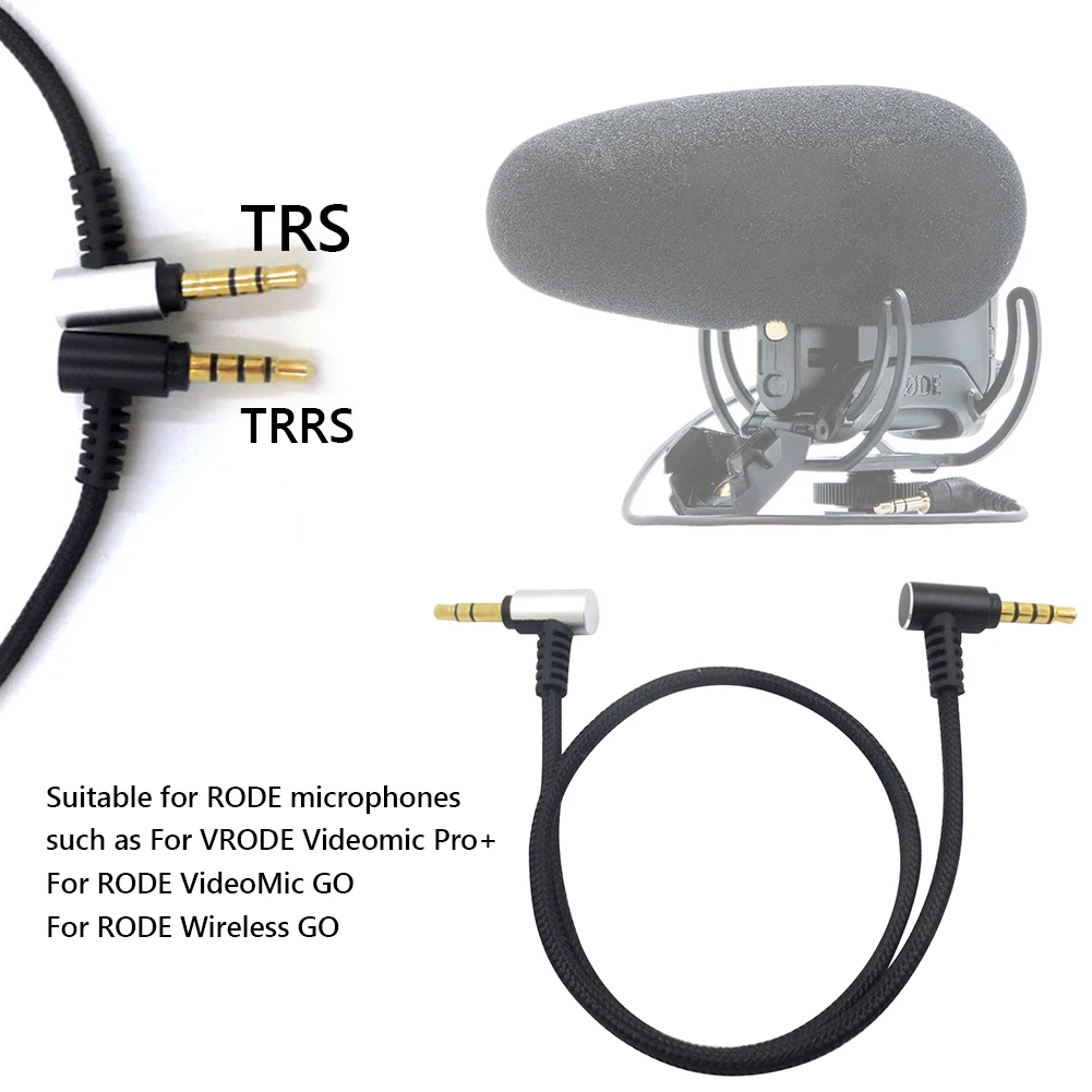 RODE Videomic Pro +/VideoMic GO ũ ̺ Ŀ ׼, TRS-TRRS ũ , 3.5mm