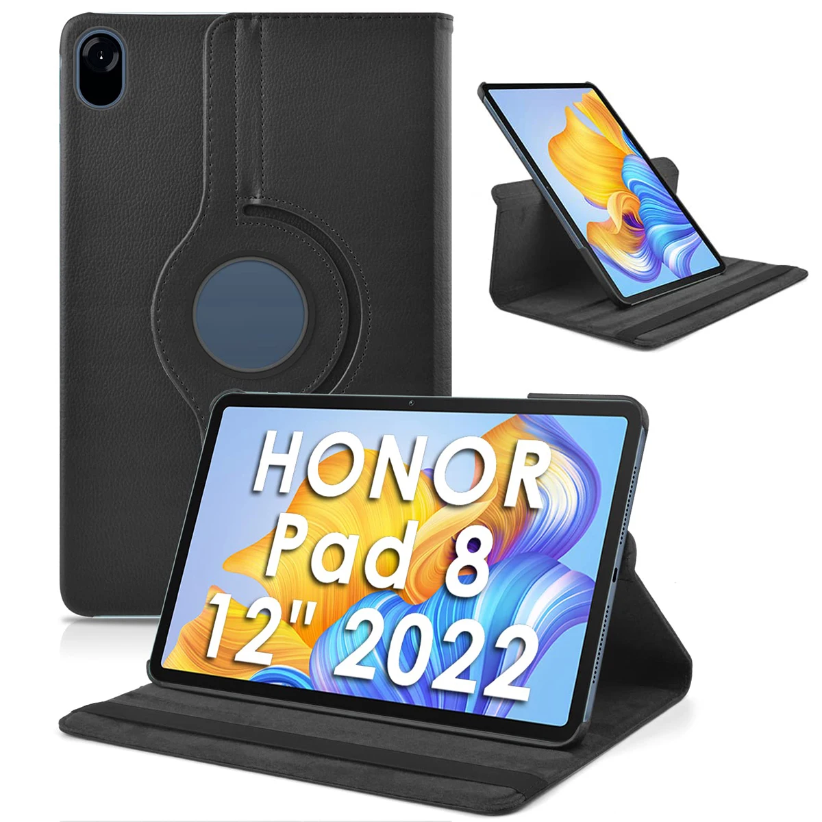 Hülle für Honor Pad 8 12-Zoll-Tablet (HEY-W09) 2022 mit um 360 Grad  drehbarem Ständer ultra dünner PU-Lederbezug - AliExpress