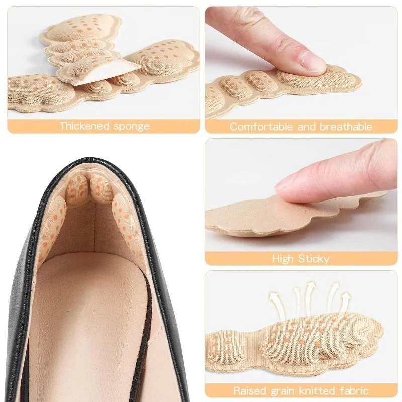 4Pairs Heel Insoles Patch Pain Relief Anti-wear Cushion Pads Feet Care Heel Protector Adhesive Back Sticker Shoes Insert Insole