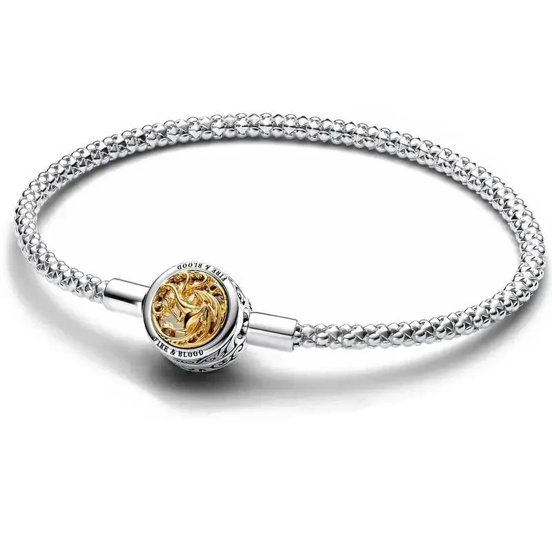 New High Quality Women's 100% 925 Silver Original Logo Strength Necklace ME Series Two tone Shining Solar Chain Bracelet