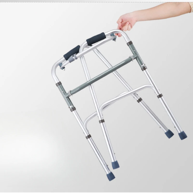 Adjustable 4-Leg Rollator Walker with Seat, Foldable Elderly Walking Aid Frame, Anti-Slip Mobility Assistant with Cup Holder