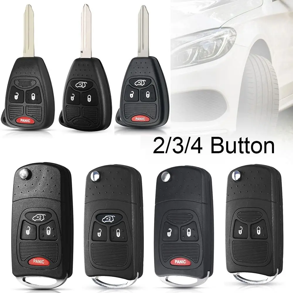 2/3/4 Button Remote Car Key Case Flip Modified Car Key Case Folding Car Key Shell for Chrysler /Jeep /Compass/ Wrangler Car