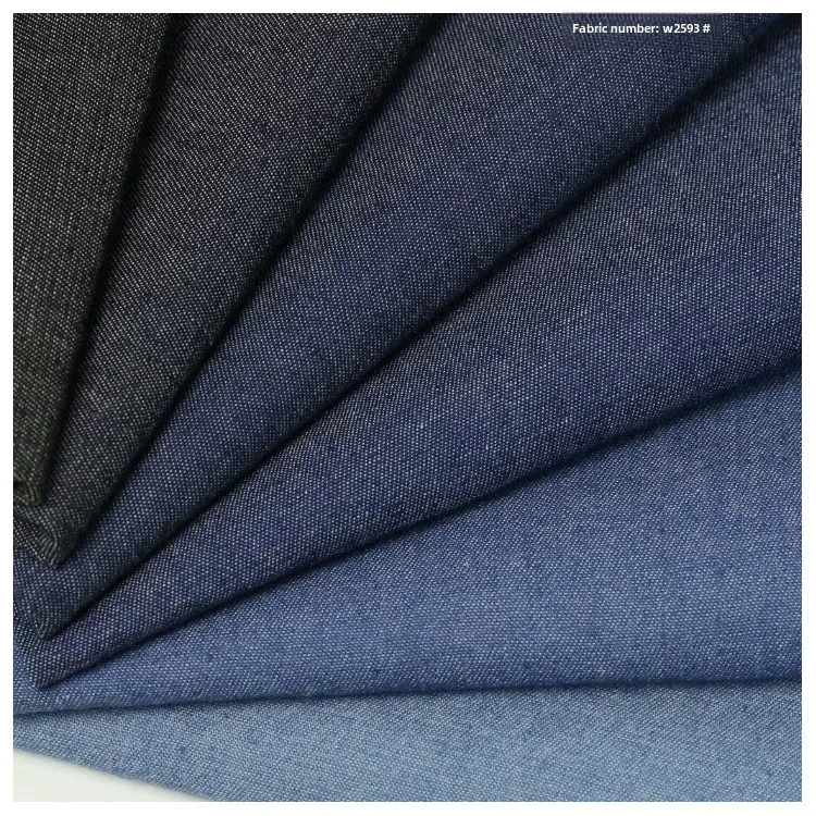 High Cotton Content Plain Weave Denim Fabric 4oz Thin Original Blue Summer Shirt Material W2593 Lightweight Comfortable