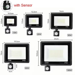 Enhanced Outdoor Waterproof LED Floodlight with PIR Motion Sensor - 100W (With Sensor)