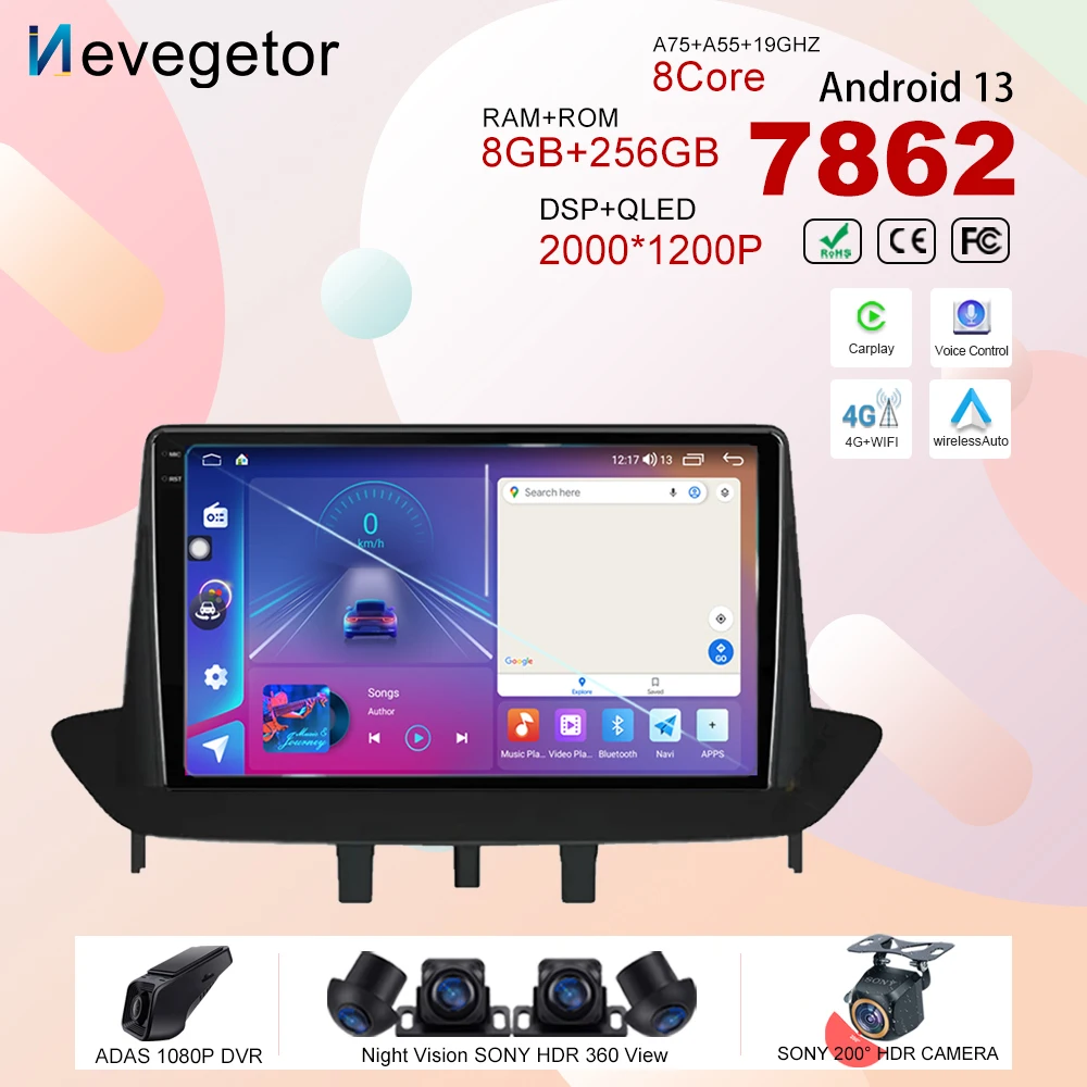 

Android 13 For Renault Megane 3 Fluence Samsung SM3 2008 - 2014 Car Parts Wireless Carplay Multimedia Player GPS QLED Screen DSP