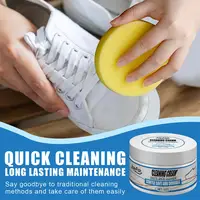 100g White Shoes Cleaning Cream Stains Remover Shoes Whitening All-Purpose Cleansing Cream With Wipe Sponge For Shoes Sneakers 1
