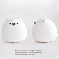 Creative LED Silicone Animal Bear Touch Night Light USB Charging Port for Children/Girls Bedroom Bedside Warm Desk Lamp 2