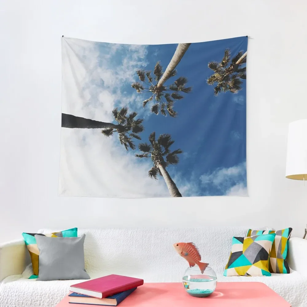 

Tropical Palm Trees in the Blue Sky Tapestry Christmas Decoration Aesthetic Home Decor Custom Tapestry