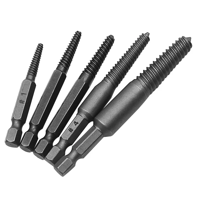 

5pcs Hex Shank And Spanner Screw Extractor Center Drill Bits Guide Set Broken Damaged Bolt Remover For Broken Hand Tool