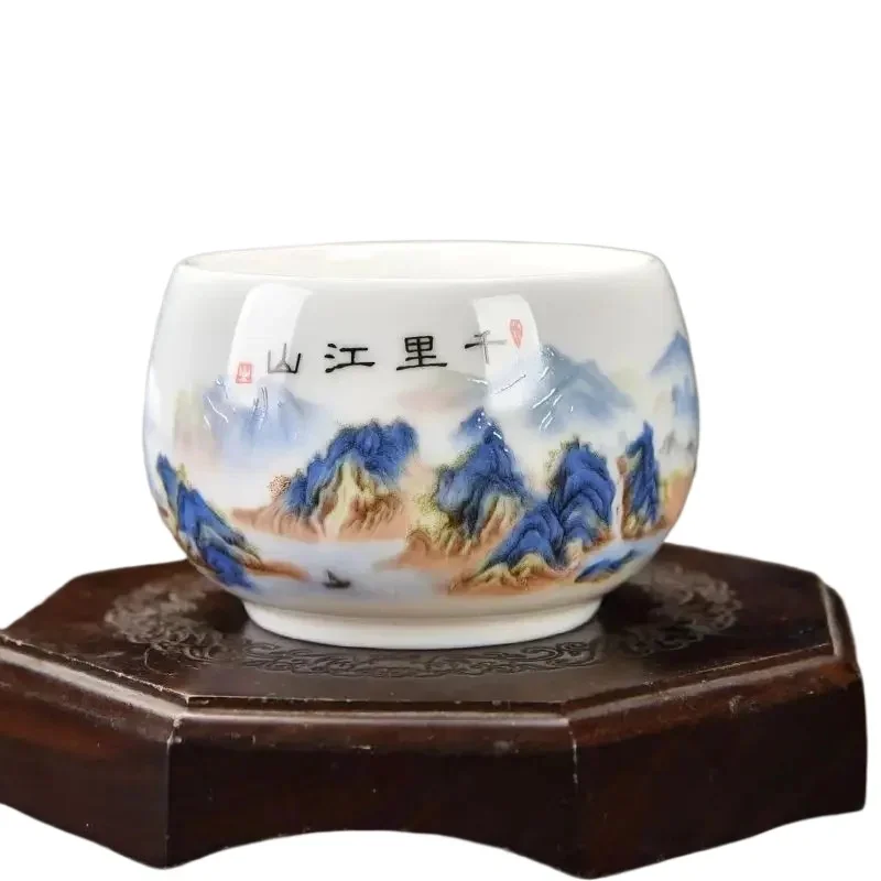 Exquisite sheep fat jade white porcelain tea cup, handmade portable ceramic tea cup, customized tea set, personal master cup