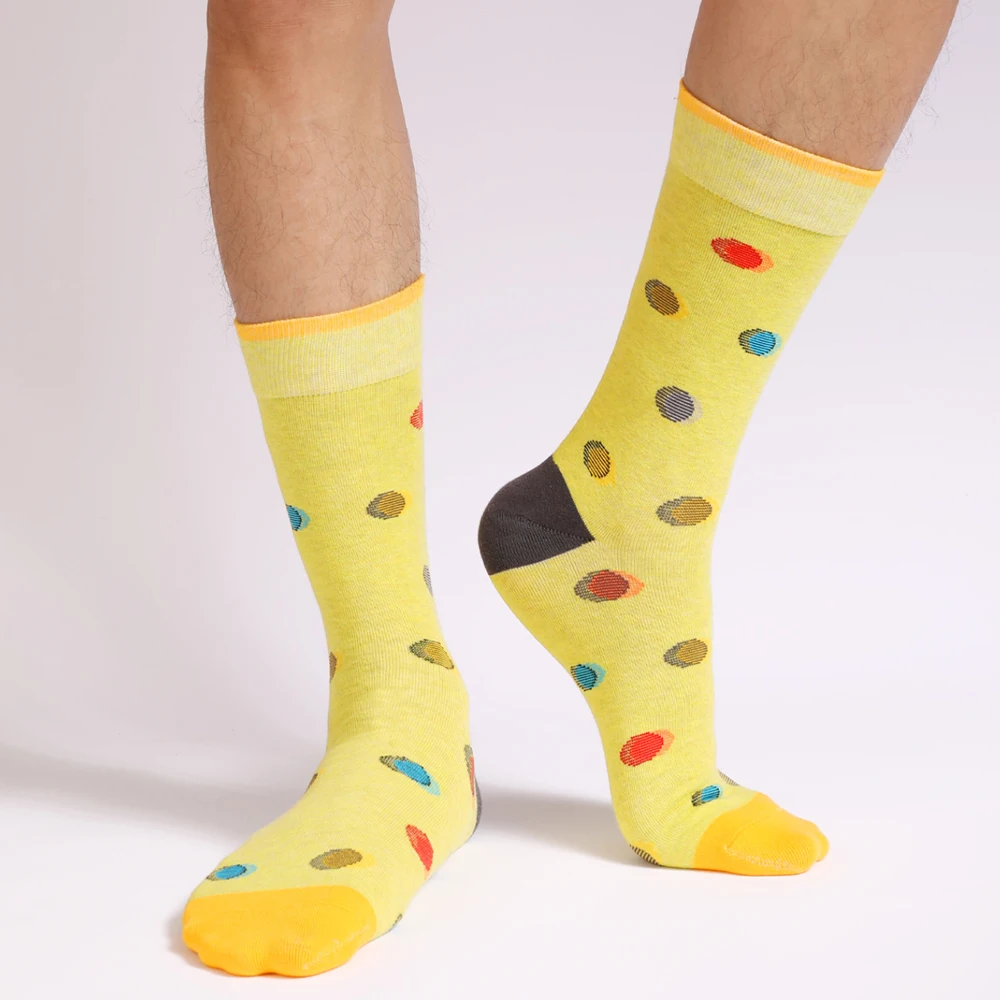 6 Pairs Colorful Men's Dress Socks Fancy Novelty Funny Casual Patterned Breathable Cotton Crew Business Long Socks