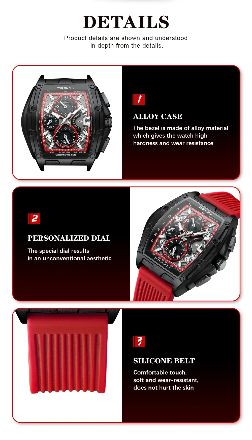 Top Brand Men's Watches Luxury Square Quartz Wristwatch Waterproof Luminous Chro