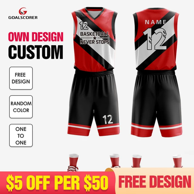 10 Custom Design Basketball Jersey and Short Pack for $70 per uniform