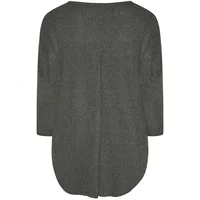 Plus Size Spring Autumn Elegant Hi Low Tunic 3/4 Batwing Sleeve Long Loose Blouse Dark Grey Pleat Back Large Size Casual Top 6XL - Image 2