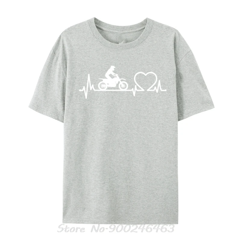 EKG Herzschlag Dirt Biker Motorrad Enduro Motocross Biker T-shirts Tops T Shirt Familie Baumwolle Lustige Kleidung Unisex T-shirts tops – Detail 3