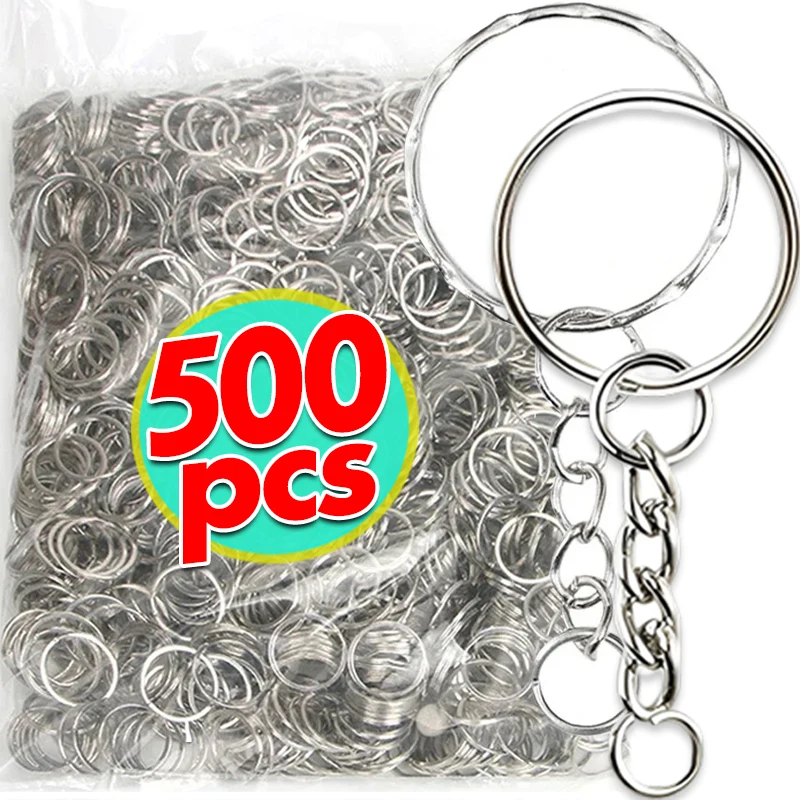 50/500pcs Silver Plated Metal Blank Keyring Keychain Split Key Rings ...