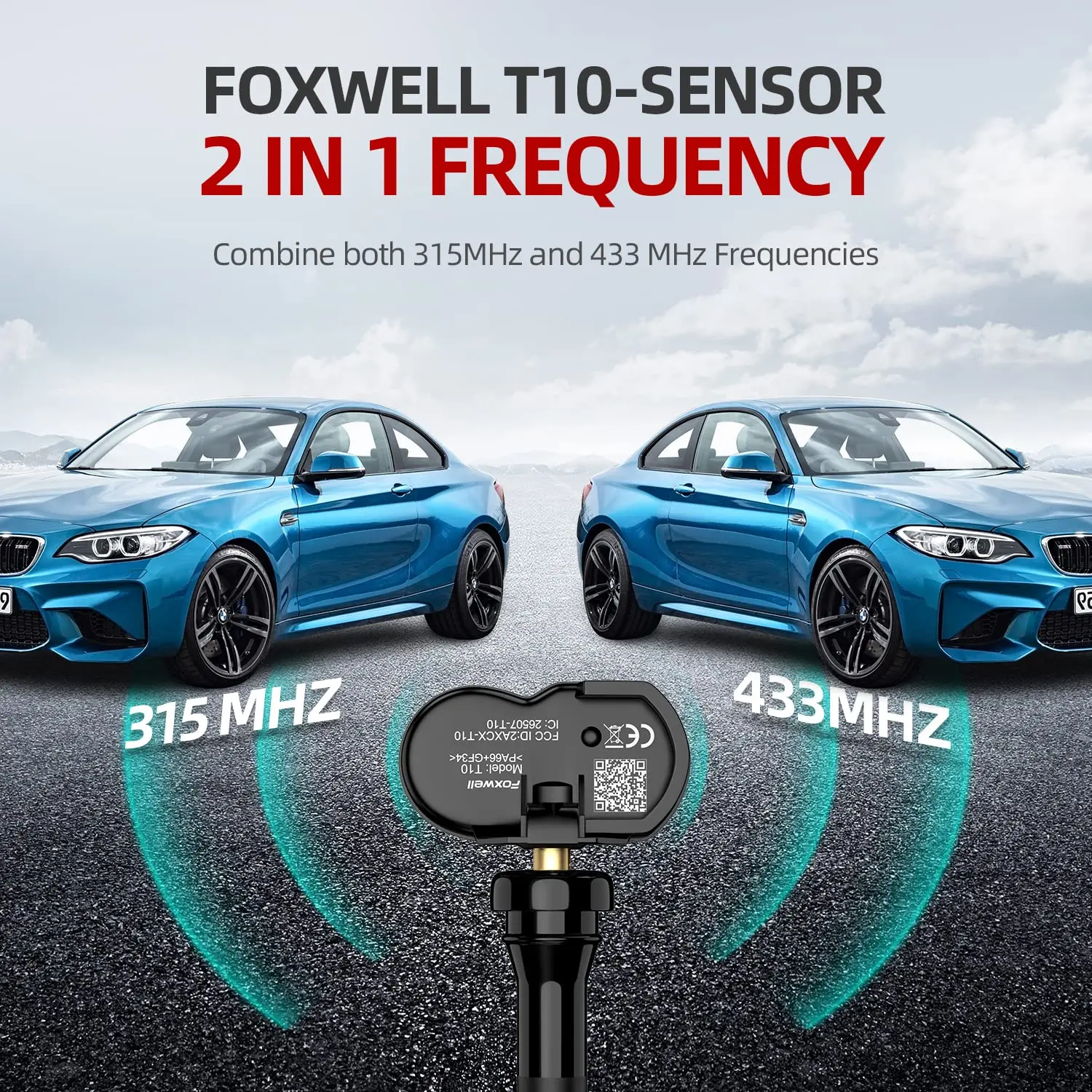 T10 MX 센서 TPMS, 타이어 압력 모니터, 테스트 수리 도구, 복제 가능, 프로그래밍 가능 활성화 범용 센서, 2in 1, 433MHz, 315MHZ