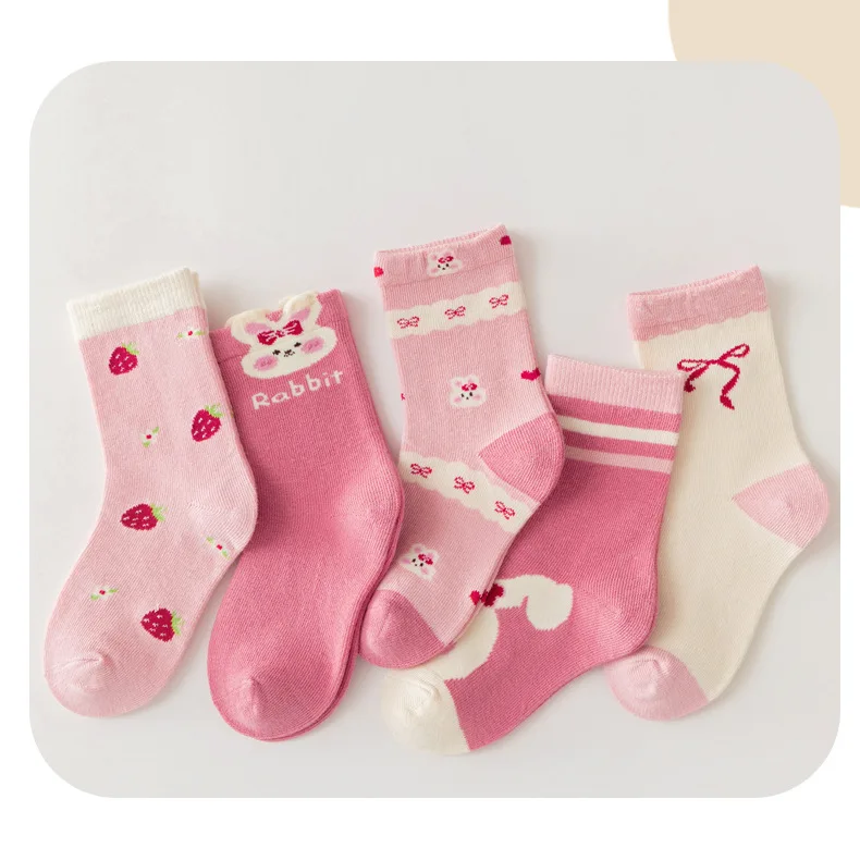 5 paare/los neue Frühling Herbst Kinder Baumwoll socken Kinder Mädchen Junge Baby niedlichen Cartoon weich warm für 1-12 Jahre Student Teens Socken – Detail 2