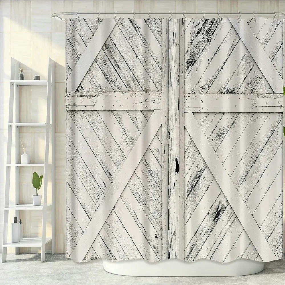 

Занавеска для душа в старинном деревенском стиле, деревянная винтажная декоративная Штора для ванной и ванны, водонепроницаемые шторы из полиэстера с комплектом крючков