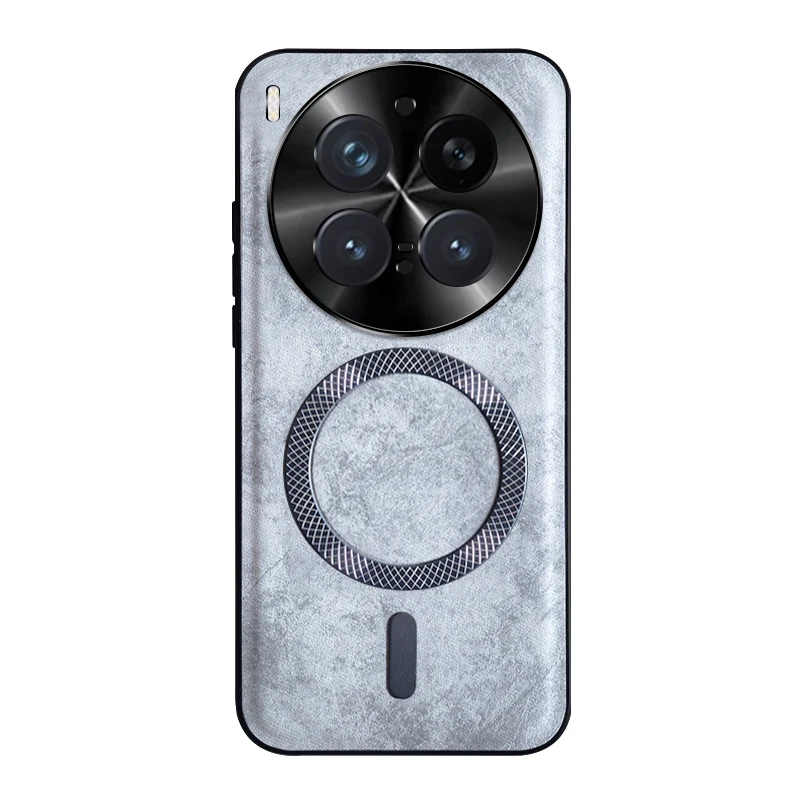 Luxury Leather Texture Magnetic Case - Wireless Charging Compatible, Business Style Bumper Back Cover