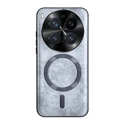 Luxury Leather Texture Magnetic Case - Wireless Charging Compatible, Business Style Bumper Back Cover for Vivo X300 Pro (Gray)