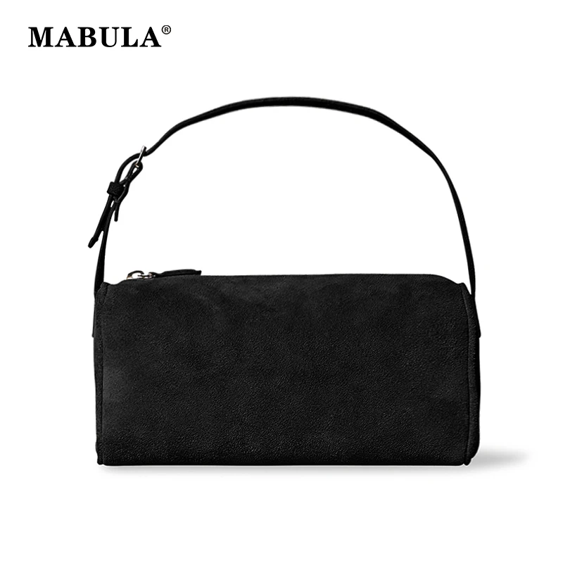 MABULA Women's Small Genuine Suede Clutch Purse Simple Design Cell Phone Box Wallet Luxury Cow Leather Top Handle Handbag