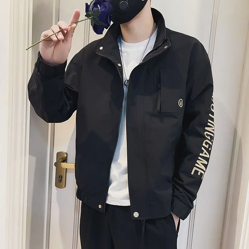 Spring Autumn Temperament Vintage Casual Youth Jacket Man Loose Simple All Match Fashion Top Men Chic Male Streetwear Clothes