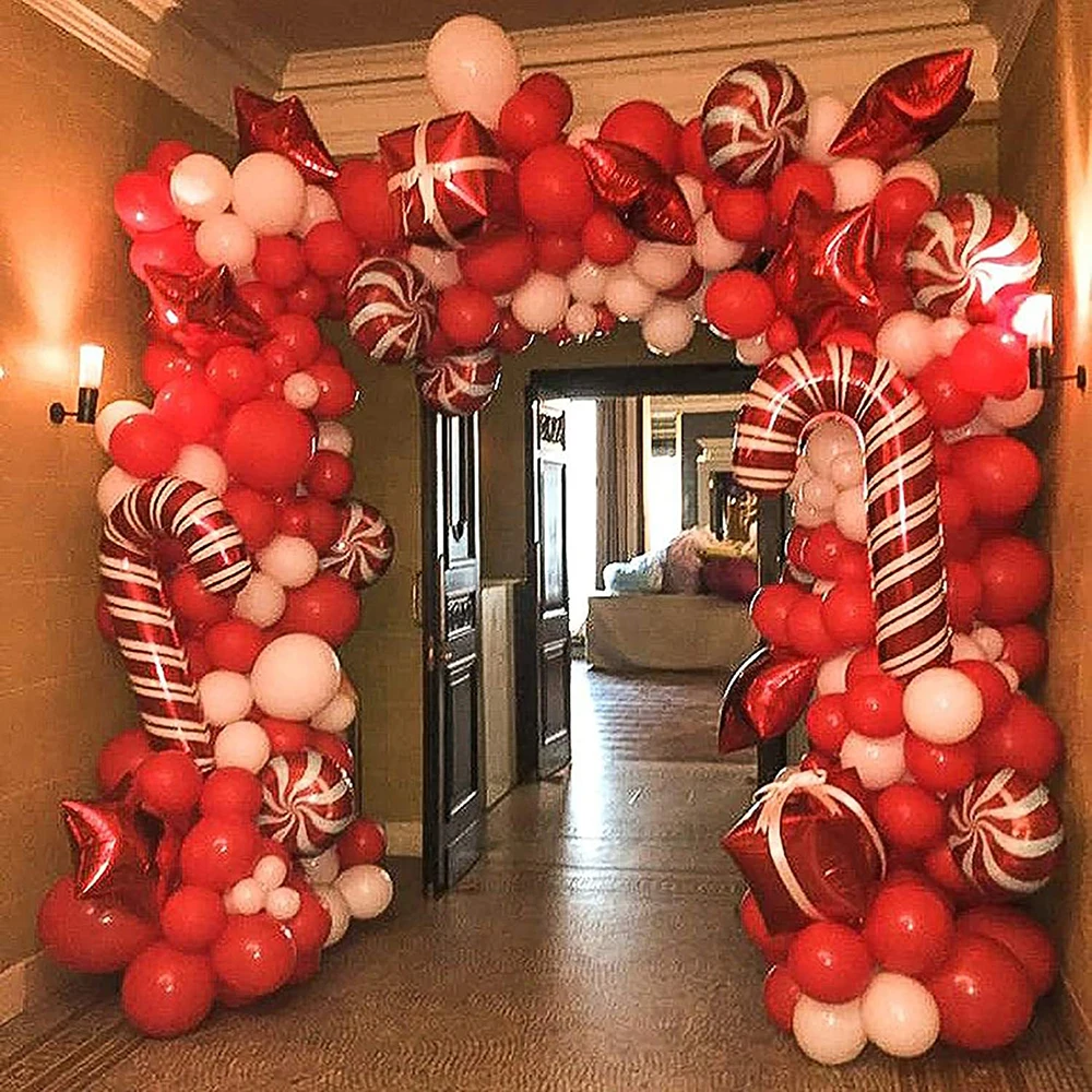 Weihnachten Zuckerstange Folienballons Weihnachten Rot Grün Süße Süßigkeiten Ballon Weihnachtsgeschenkbox Ballon Geburtstagsfeier Heimdekoration – Detail 18