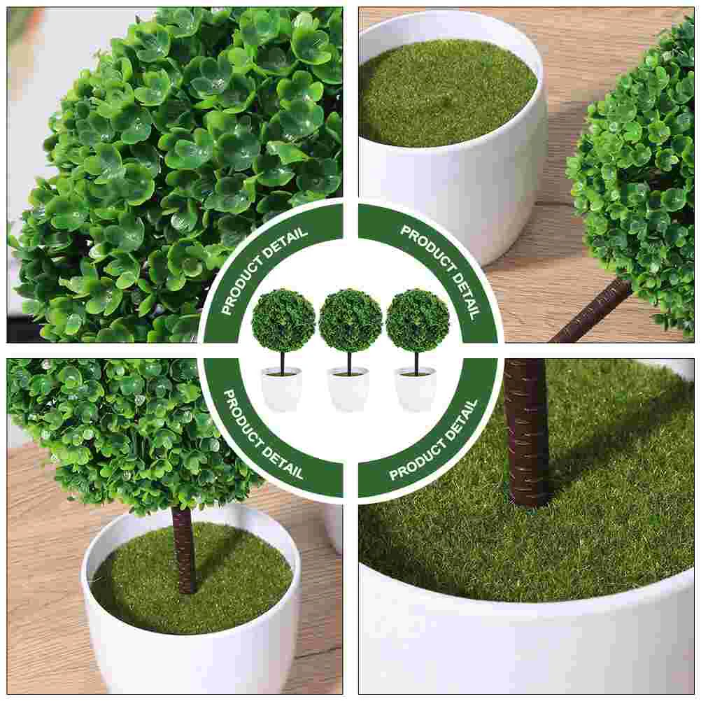Artificial Potted Topiary Ball Fake Boxwood Decor Faux Greenery Balls Pot  Bonsai Tree Home Wedding Green Plastic Indoor Outdoor - AliExpress