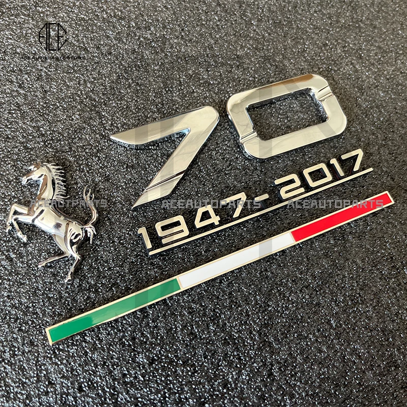 2pcs Ferrari Logo Metal Emblem Fender Side Stickers Badge Decor Car