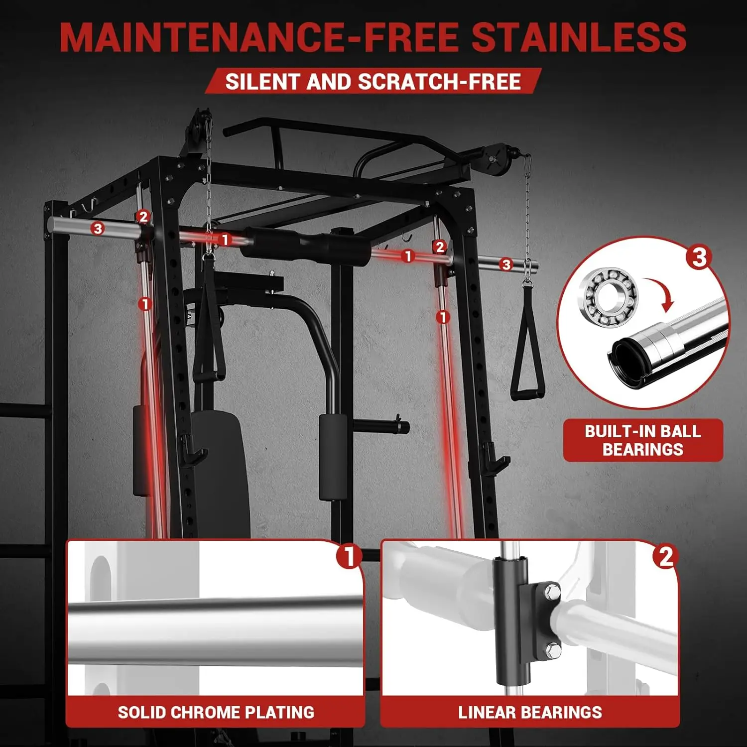 2000LBS Smith Machine Squat Rack Power Cage Cable Crossover Lat Pulldown Home Gym, Custom 4