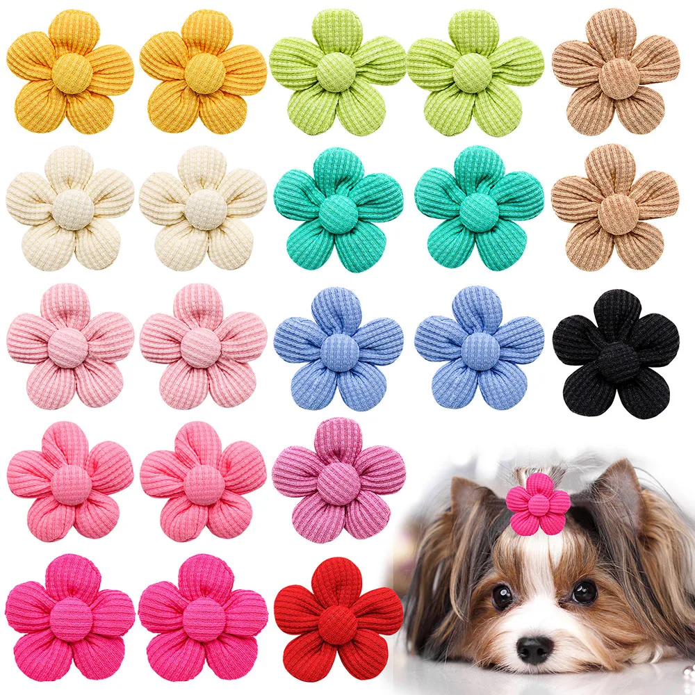 

10PS Flower Shape Dog Grooming Bowknot Small Dogs Hair Bows Rubber Bands Pet Cat Dog Hair Bows Pet Hair Accessories Pet Supplies