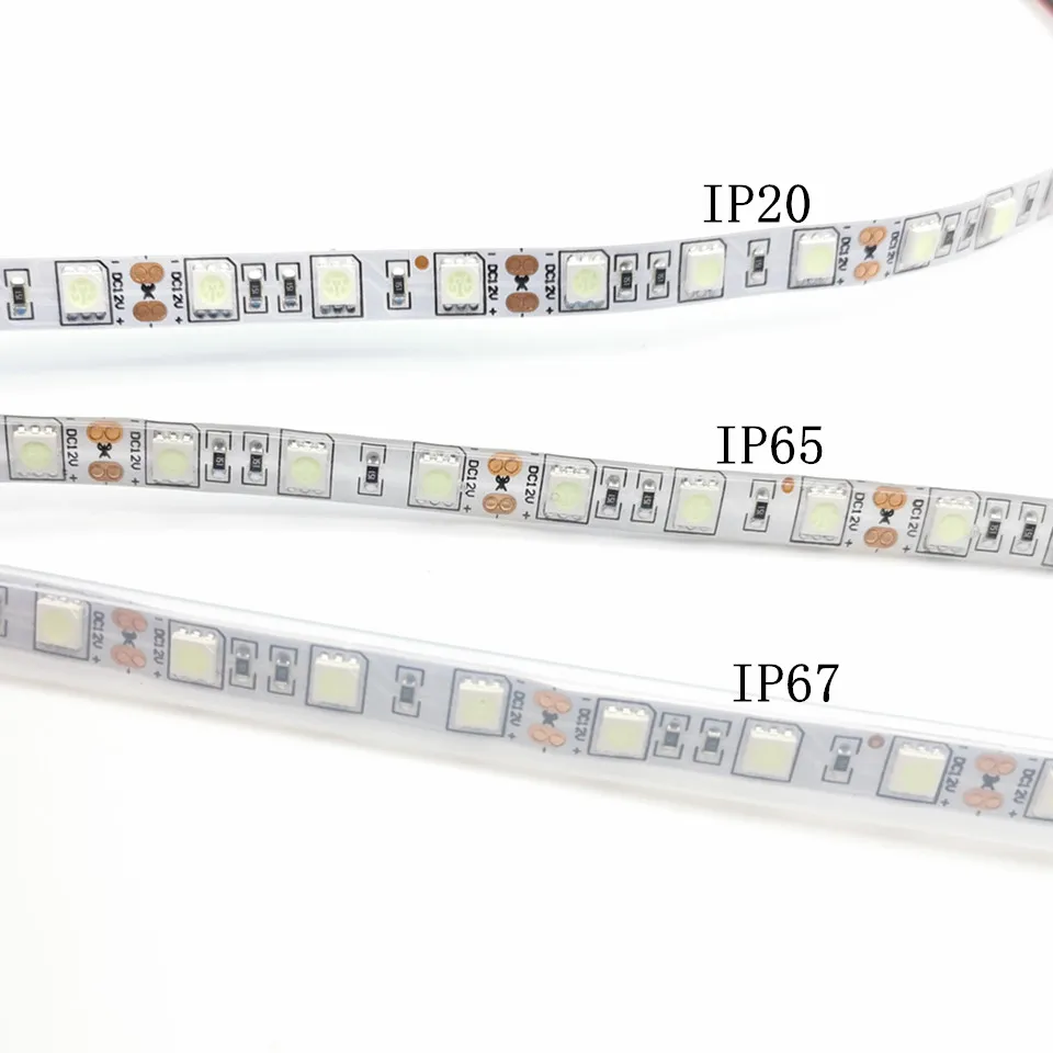 아이스 블루 5m DC12V LED 스트립 5050 10mm IP20 비방수 60LEDs/m 가정 장 유연한 LED 테이프 리본 IP65 방수