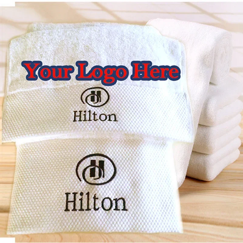 100% Cotton White Face Towel for Hotel Custom Embroidery Bath Towel Personalized Customized Beach Towel Corporate Gift With Logo
