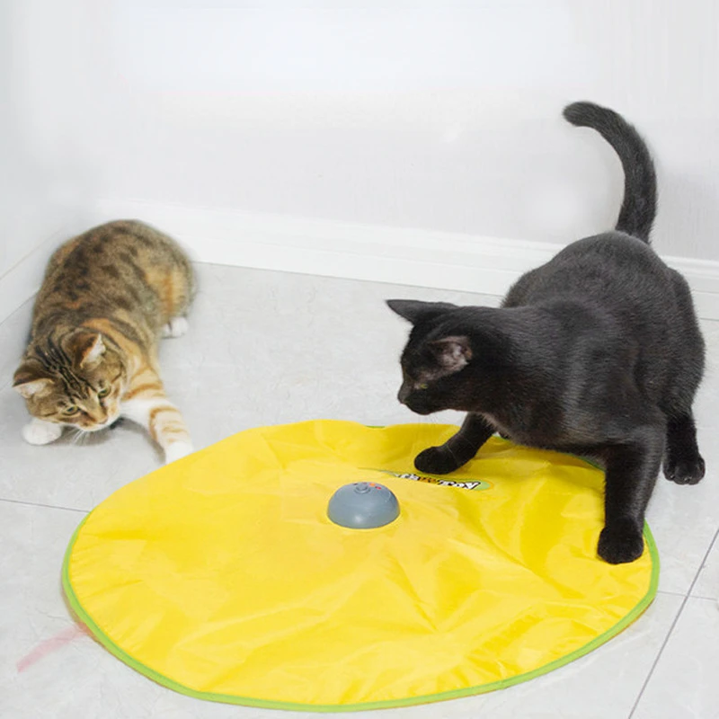 

4 Speeds Smart Cat Toys Electric Motion Undercover Mouse Fabric Moving Feather Interactive Toy For Cat Kitty Automatic Pet Toy