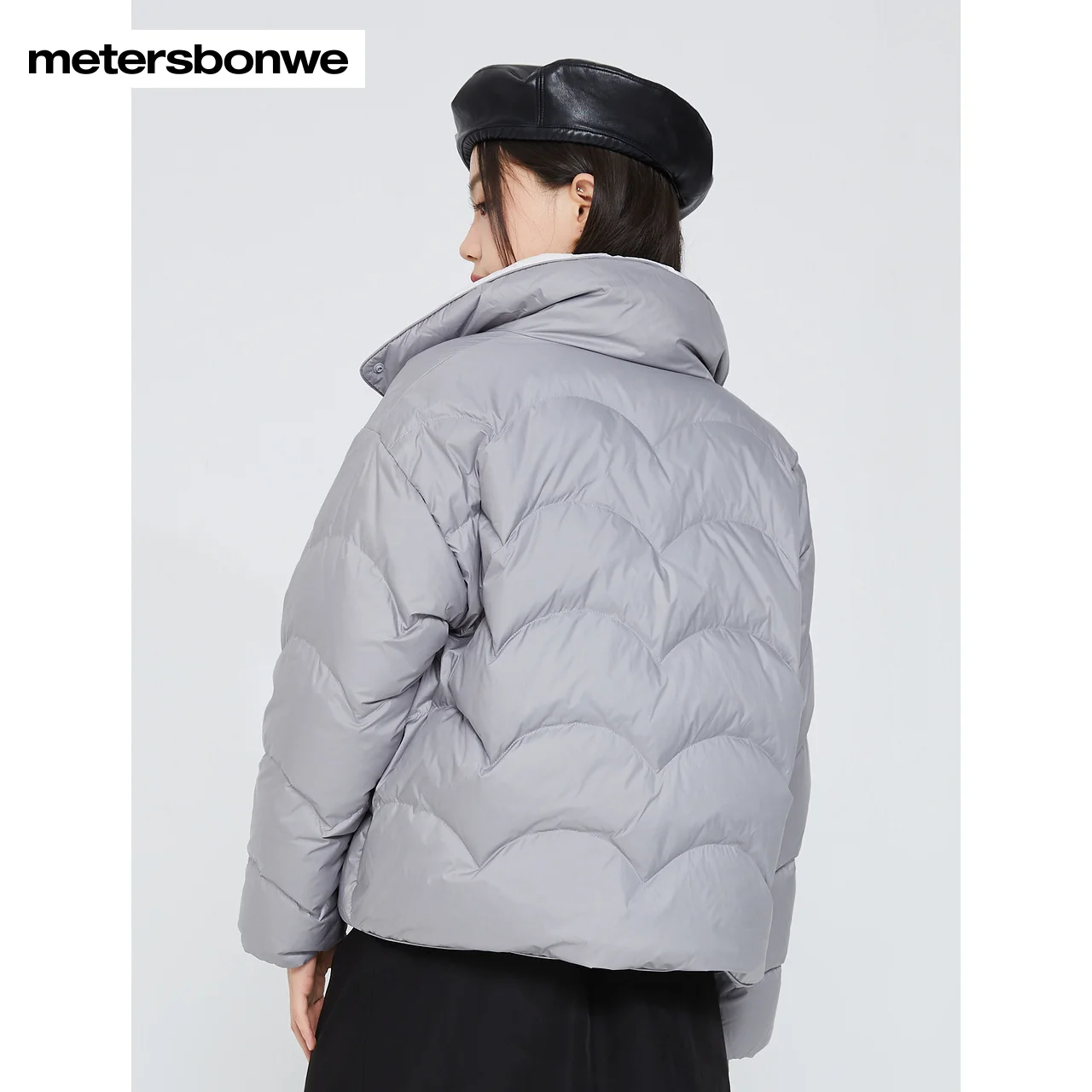 Metersbonwe Women's 22New Winter Lightweight Solid Color Short Down Jacket Stand Collar Ultra Light  Youth Casual Warm Wear