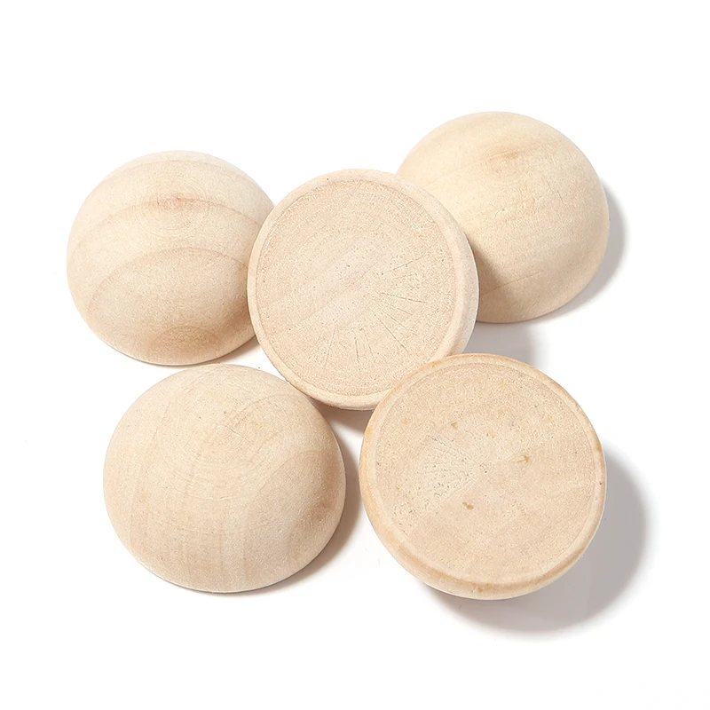 

10-50pcs/Lot Hemispherical Natural Wood Beads Half-faced Round Spacers No Hole Unfinished Wooden Balls For DIY Jewelry Making