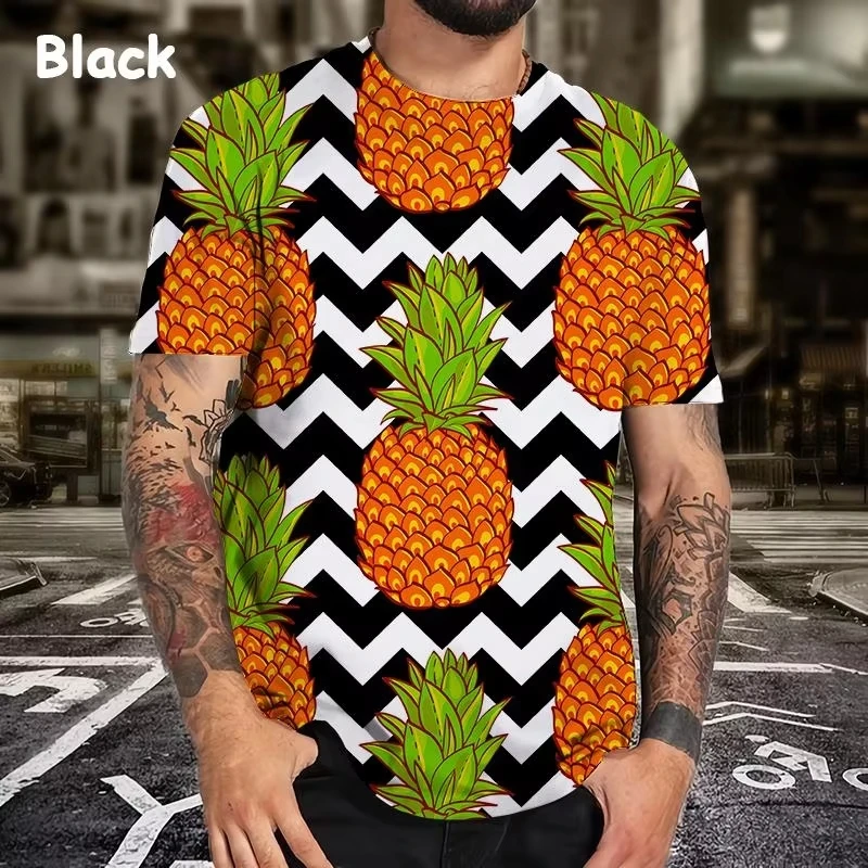 Fruit Pineapple Graphic 3d Printed T-shirt Men Women Summer Street