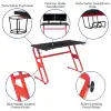 Furniture Red Gaming Ergonomic Desk with Cup Holder and Headphone Hook 4