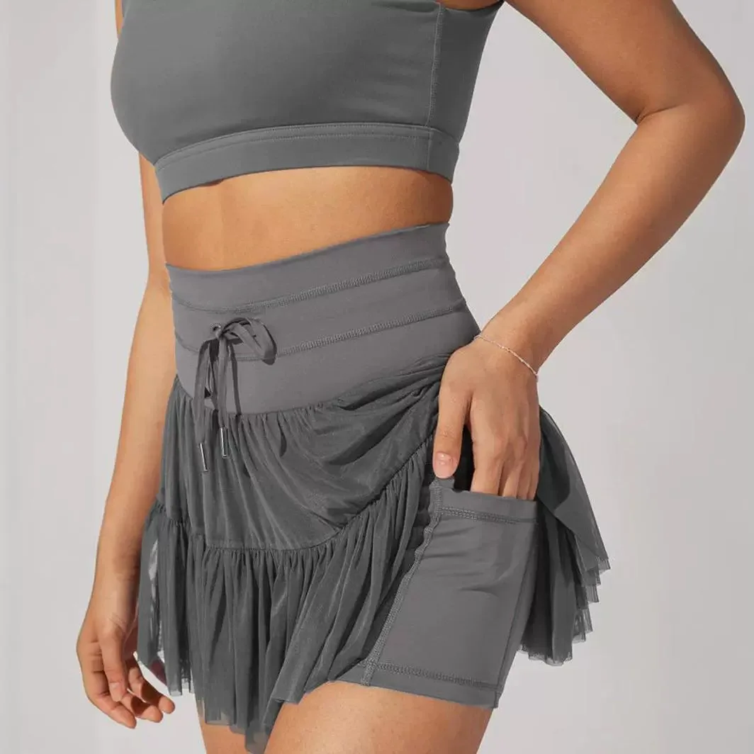 Cross-border women's skirts, culottes, spring and summer, new high-waisted lace-up pleated skirts, short skirts