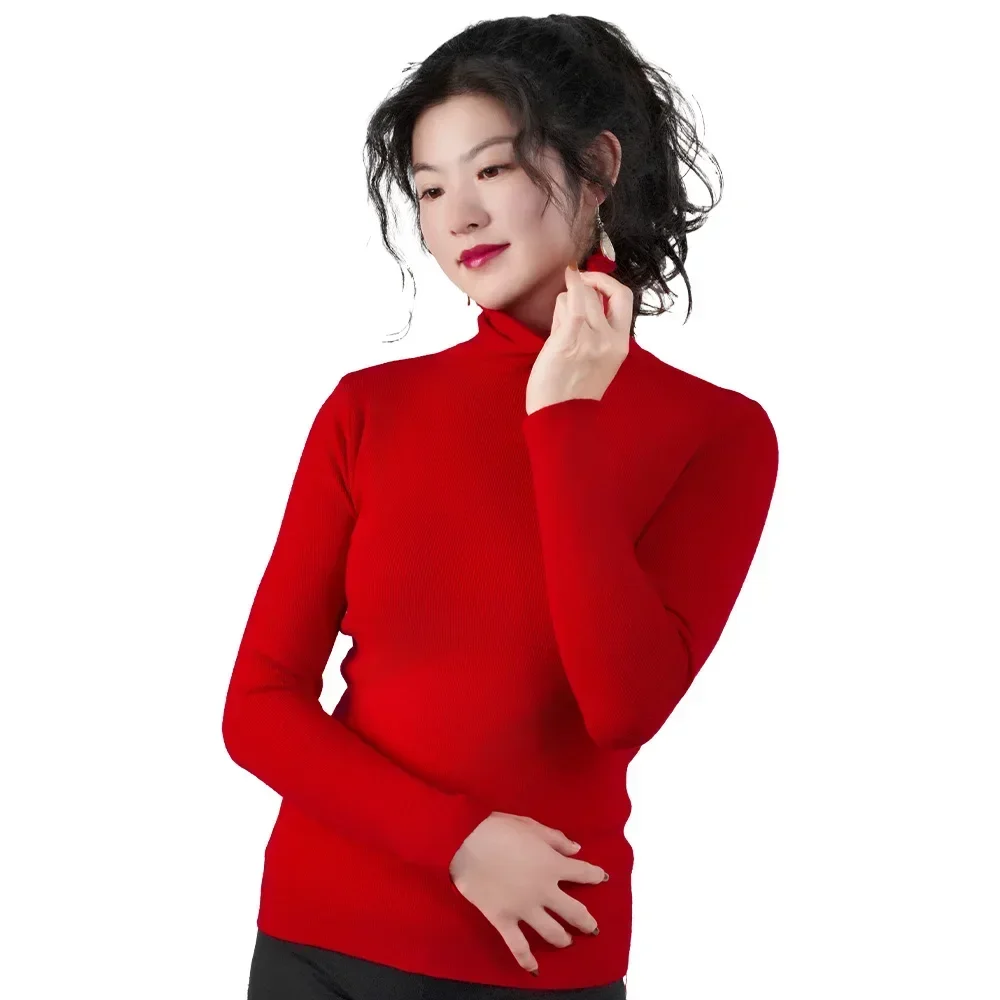 2025 Women Pullovers Turtleneck Sweater Solid Color Pile Neck Knitwear Autumn Winter Warm Jumper Tops Pull Femme Christmas Gift 2