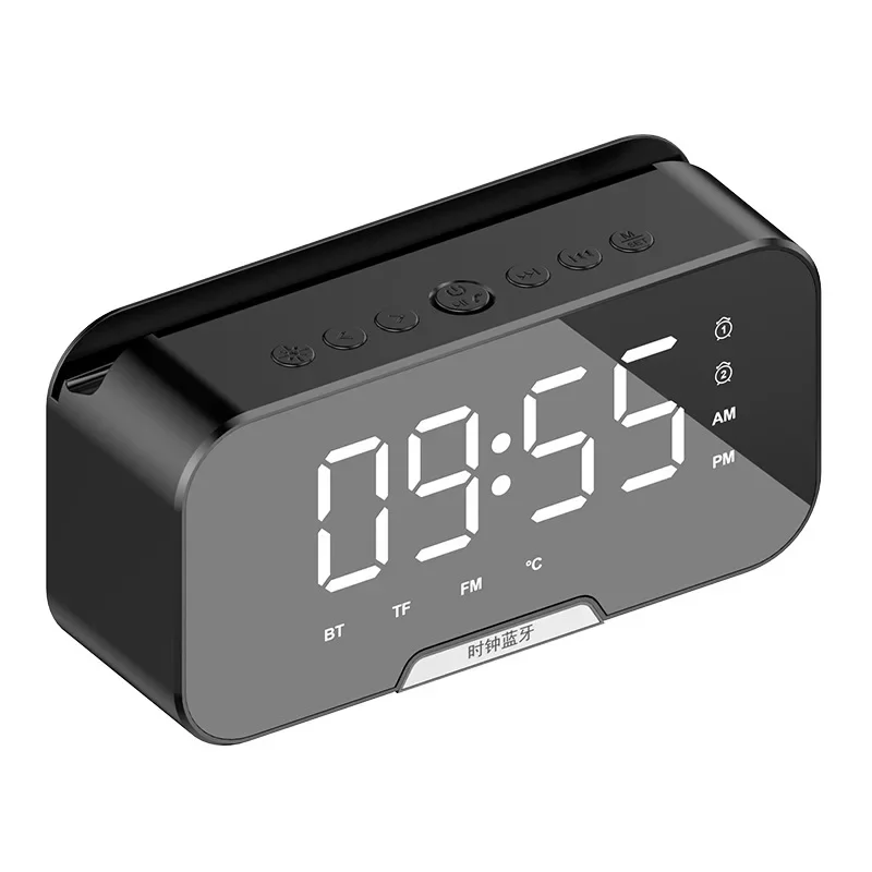 Multifunctional Alarm Clock Mirror LED Wireless Bluetooth Electronic Digital FM Radio Hands-free Calling Music Column Player Box