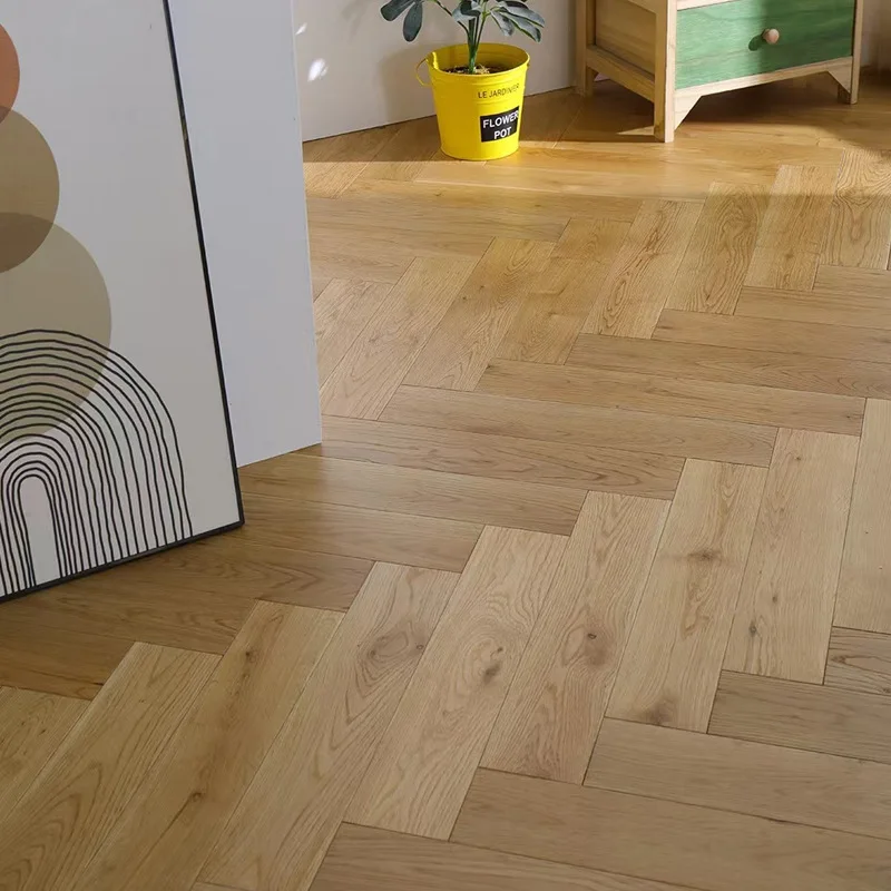 Pure solid wood herringbone floor floor heating lock Fan longan disc bean oak pure solid wood log herringbone floor 2