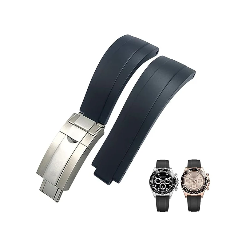 

20/21mm Adjustable Watchband For Rolex Strap For DAYTONA SUBMARINER GMT Yacht-Master OYSTERFLEX Glidelock Rubber Watch Band