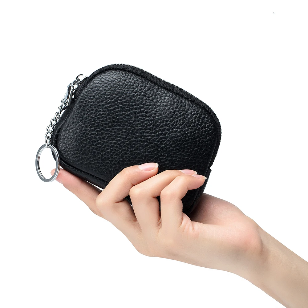 Real Leather Zipper Coin Purse Women Simple Mini Wallet Cute
