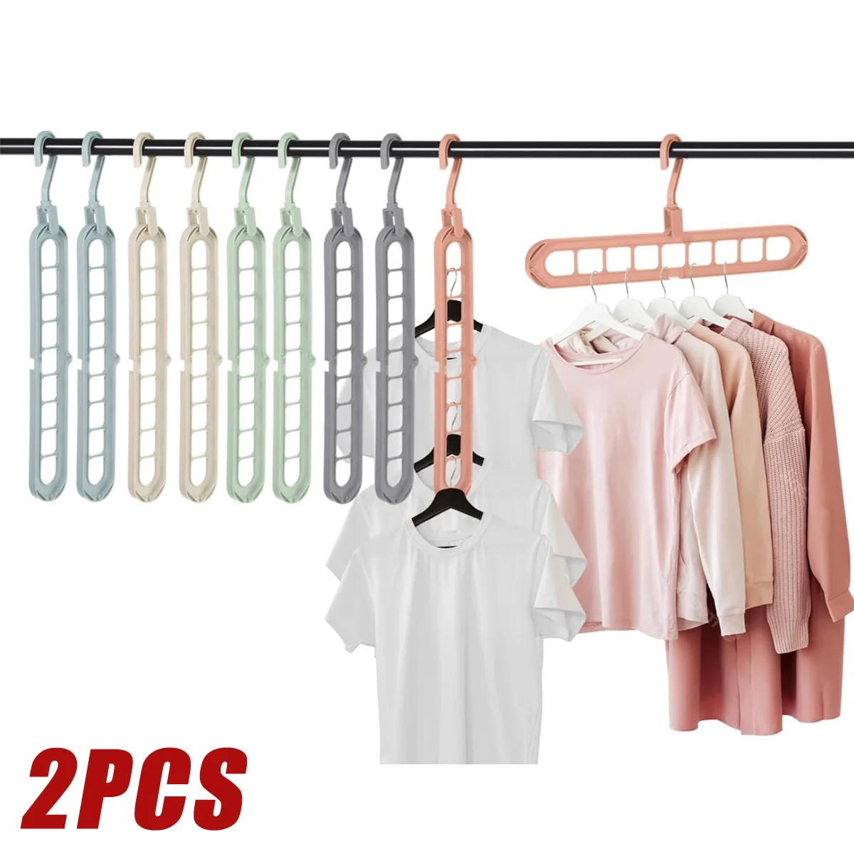 

9-hole Clothes hanger organizer Space Saving Hanger multi-function folding magic hangers drying Racks Scarf clothes Storage