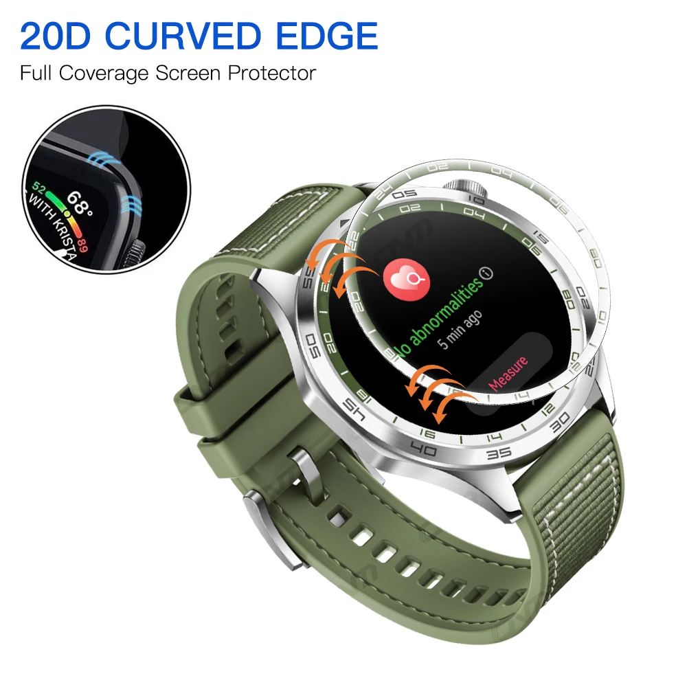 Protector de pantalla 20D para Huawei Watch GT 4, 46mm, película antiarañazos de pantalla curva verde para Huawei GT4, película protectora (no de vidrio)